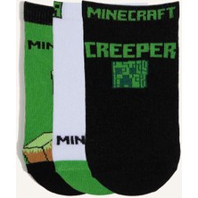DeFacto Minecraft Lisanslı 3'lü Pamuklu Patik Karma Çorap Erkek Çocuk I1012A8NS
