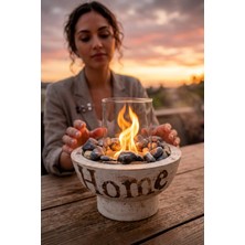Technow Home Dumansız Cam Hazneli Masa Şömine Ateş Çukuru (200ML Bioetanol+Hazne)