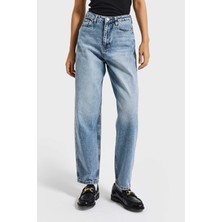 It's Basic Kadın Snow Kot Rengi Relax Mom Fit Denim Pantolon