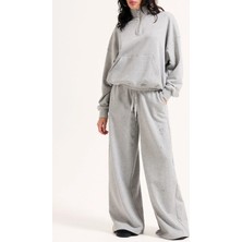 Juicy Couture Gri Kadın Geniş Fit Yazı Baskılı Eşofman Üstü VIJH70711WJZJ32