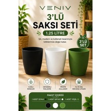 Veniv 3’lü Saksı Seti - Canlı Renkler, Modern Tasarım - Orkide Saksısı 1.25 L