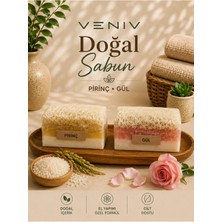 Veniv Pirinç & Gül Özlü Doğal Lifli Sabun Seti - El Yapımı Özel Formül