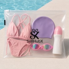 Sellhubx 3'lü Fermuarlı Çok Amaçlı Düzenleyici Çanta Seti (30 x 26 Cm) – Seyahat, Plaj, Valiz ve Günlük Kullanım Için Şeffaf Organizer