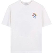 Aleg Ekru Erkek Oversize Slogan Baskılı T-Shirt ALG25022-12 11-0604 T-Shirt Kadeh