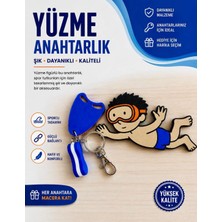 Dinç Spor Yüzme Temalı Anahtarlık – Yüzücü Figürü, Kickboard (Yüzme Tahtası) ve Pull Buoy Detaylı 3D Baskı Anahtarlık