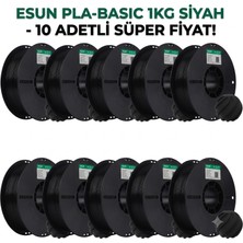 10'lu Fırsat Paketi Esun Siyah Pla Basic Filament 1.75 mm 3D Yazıcı Hammaddesi 1 kg