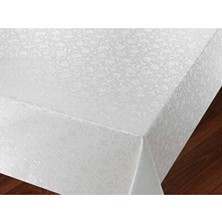 Empressco Beyaz Pvc Astarlı Muşamba Masa Örtüsü, Dayanıklı ve Pratik Kullanım