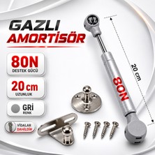 Badem10 (4ADET) Dolap Kapak Amortisörü 80N Gri 20 cm Gazlı Piston Kapak Hidroliği Mutfak Dolabı Pistonu