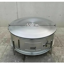 Piknik Sepetim 55 cm Ekmek-Yufka-Bazlama-Gözleme-Katmer Tandırı Çift Saclı Üst Sac Seyyar Çıkartılabilir 1.50 mm Kalınlık