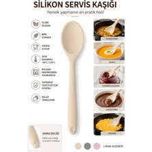 Evolis Kitchen 1 Adet Tekli Isıya Dayanıklı Yanmaz Yapışmaz Kırmızı Silikon Kaşık (Krem)