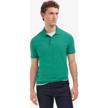 Pierre Cardin Erkek Yeşil Slim Fit %100 Pamuk Kıvrılmaz Düğmeli Polo Yaka Basic Tişört 50325323-VR054
