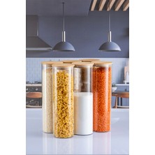 Empressco 6'lı 1300 ml Bambu Kapaklı Yuvarlak Bakliyat Seti, Şık ve Kullanışlı