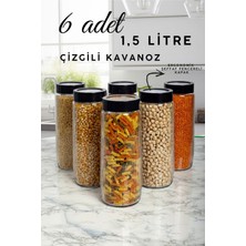 Empressco 6'lı Mega Boy Uzun Dik Saydam Cam Kavanoz Seti 1500ML Erzak Saklama