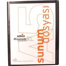 Umix A5 Önden Cepli 40'lı Standart Sunum Dosyası Siyah U1194P-Sİ