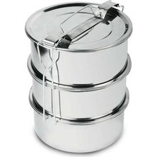 Abnturk 15X6CM 3 Kap Isıtılabilir Sefer Tası 4-5 Kişilik Paslanmaz Çelik Yemek Taşıma Kabı