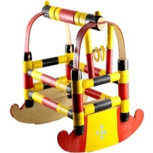 Abnturk Oyuncak Dekor Için Nostaljik Ahşap Beşik,tahta Beşik 30CM El Boyaması Orjinal Ahşap Beşik