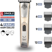 Tastech RD-128 Profesyonel Şarjlı Saç Sakal Ense Tüm Vücut Tıraş Makinesi T Bıçak 0 Traş