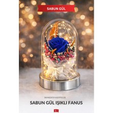Lacivert Işıklı Fanus Sabun Gül