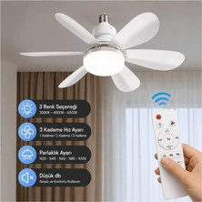 Edson 6 Pervaneli  Fan LED Ampul 3 Renk Dimlenebilir E27 Duy -50W