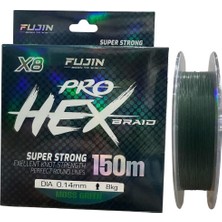 Fujin Pro Hex 8x 150MT 0.14MM 8kg Ip Örgü Misina Koyu Yeşil