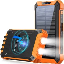 Tastech 10000MAH Powerbank Solar Güneş Enerjili Wireless Kablosuz Şarj Özellikli Taşınabilir Şarj LED Işıklı