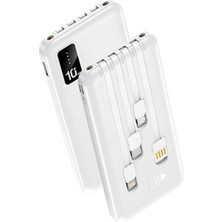 Tastech 10.000 Mah Powerbank Dahili Çoklu Kablolu Taşınabilir Şarj Aleti LED Işıklı Güç Bankası