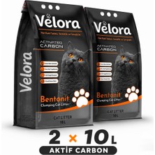 Velora Aktif Karbonlu Topaklanan Kedi Kumu 10 Lt x 2 Adet