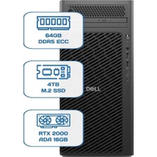 Dell Pro Max Tower T2 Core Ultra 9 285K 64GB Ecc Ram 4tb M.2 SSD Rtx 2000 Ada 16GB W11P Ws