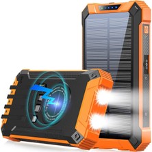 Tastech 10000MAH Solar Powerbank Wireless Kablosuz Şarj Özellikli Kendinden Kablolu Taşınabilir Şarj Aleti