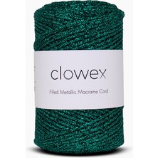 Clowex Metalik Pamuk Simli Örgü İpi, Yeşil 2.5mm Premium Çanta ve Supla İpliği, 200 Gram 250 Metre Tığ El Örgü İpi
