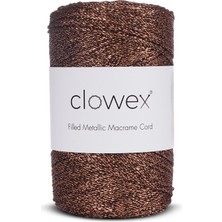 Clowex Metalik Pamuk Simli Örgü İpi, Bronz-2 2.5mm Premium Çanta ve Supla İpliği, 200 Gram 250 Metre Tığ El Örgü İpi