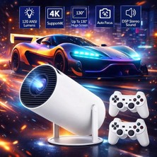 Tastech M300 Max Oyun Projektörü 2 In 1 Joystick 4K 64GB Tf Card Android 11 Wifi Retro Video Oyunu Konsolu