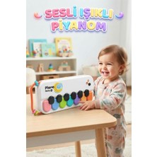 Farbu Oyuncak Işıklı ve Sesli 2'si 1 Arada Pilli Eğitici Bebek Piyanosu 2 Kademeli Ses Ayarlı Ilk Piyano Deneyimi