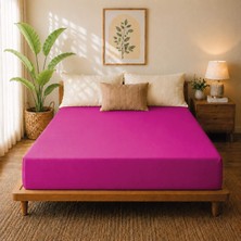 Karden Flower Premium Jersey Fuşya Fitted %100 Pamuk Penye 100x200+30cm Tek Kişilik Lastikli Çarşaf