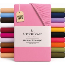 Karden Flower Premium Jersey Pembe Fitted %100 Pamuk Penye 100x200+30cm Tek Kişilik Lastikli Çarşaf