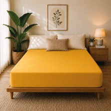 Karden Flower Premium Jersey Sarı Fitted %100 Pamuk Penye 100x200+30cm Tek Kişilik Lastikli Çarşaf