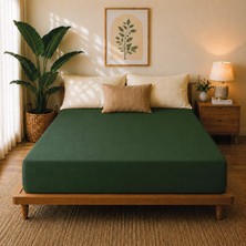 Karden Flower Premium Jersey Zümrüt Fitted %100 Pamuk Penye 100x200+30cm Tek Kişilik Lastikli Çarşaf