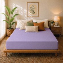 Karden Flower Premium Jersey Lila Fitted %100 Pamuk Penye 100x200+30cm Tek Kişilik Lastikli Çarşaf