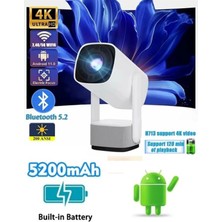 Tastech K2 Şarjlı Projeksiyon 4K Bt Wifi Android Taşınabilir LED Projektör Ev Sinema Açık Hava Tv
