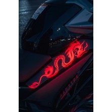 Banxtre Cfmoto NK250 Uyumlu Reflektörlü Ejderha Tasarım Orta Grenaj Sticker Seti Sağ ve Sol