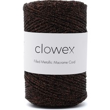 Clowex Metalik Pamuk Simli Örgü İpi, Bronz 2.5mm Premium Çanta ve Supla İpliği, 200 Gram 250 Metre Tığ El Örgü İpi