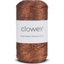Clowex Metalik Pamuk Simli Örgü İpi, Bakır-2 2.5mm Premium Çanta ve Supla İpliği, 200 Gram 250 Metre Tığ El Örgü İpi