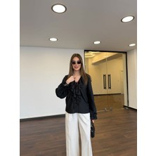 Salome Butik V Yaka Fırfır Detaylı Gömlek