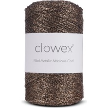 Clowex Metalik Pamuk Simli Örgü İpi, Kahve-2 2.5mm Premium Çanta ve Supla İpliği, 200 Gram 250 Metre Tığ El Örgü İpi