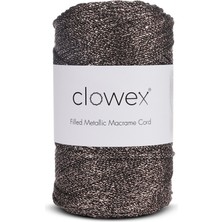 Clowex Metalik Pamuk Simli Örgü İpi, Kahve-1 2.5mm Premium Çanta ve Supla İpliği, 200 Gram 250 Metre Tığ El Örgü İpi
