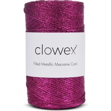 Clowex Metalik Pamuk Simli Örgü İpi, Pembe-2 2.5mm Premium Çanta ve Supla İpliği, 200 Gram 250 Metre Tığ El Örgü İpi