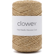 Clowex Metalik Pamuk Simli Örgü İpi, Bej 2.5mm Premium Çanta ve Supla İpliği, 200 Gram 250 Metre Tığ El Örgü İpi