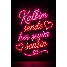 Lucena Neon Romantik Duvar Yazısı Mdf Tablo Kalbim Sende Dekoratif Aşk Temalı Duvar Dekoru