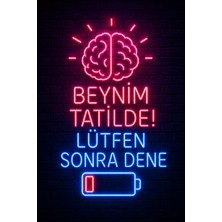 Lucena Neon Espirili Duvar Tablosu Beynim Tatilde Mdf Dekoratif Duvar Panosu