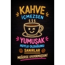 Lucena Neon Kahve Duvar Tablosu Espirili Kahve Yazısı Mdf Dekoratif Duvar Panosu